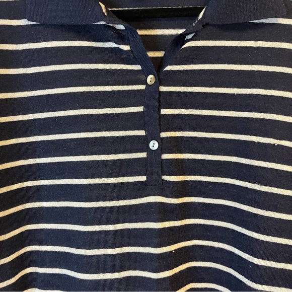 Tuckernuck Sweater Navy & White Striped Clayton 3/4 Sleeve Knit Polo Sz XS/S GUC - Picture 6 of 12